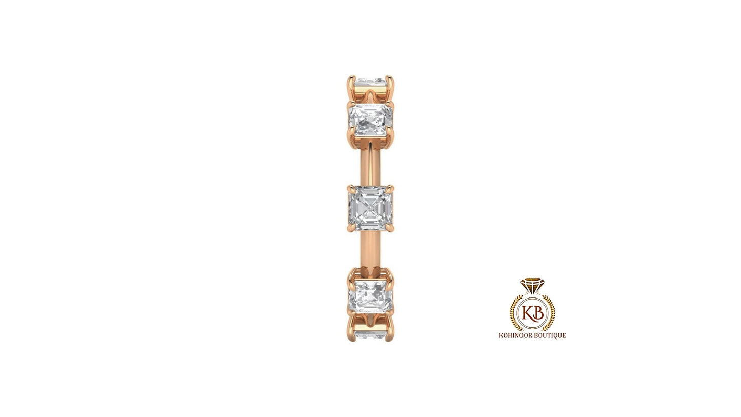 Floating Asscher Octagon Cut Moissanite Half\Full Eternity Ring, Infinity Bridal stackable wedding band for women, Anniversary gift for wife