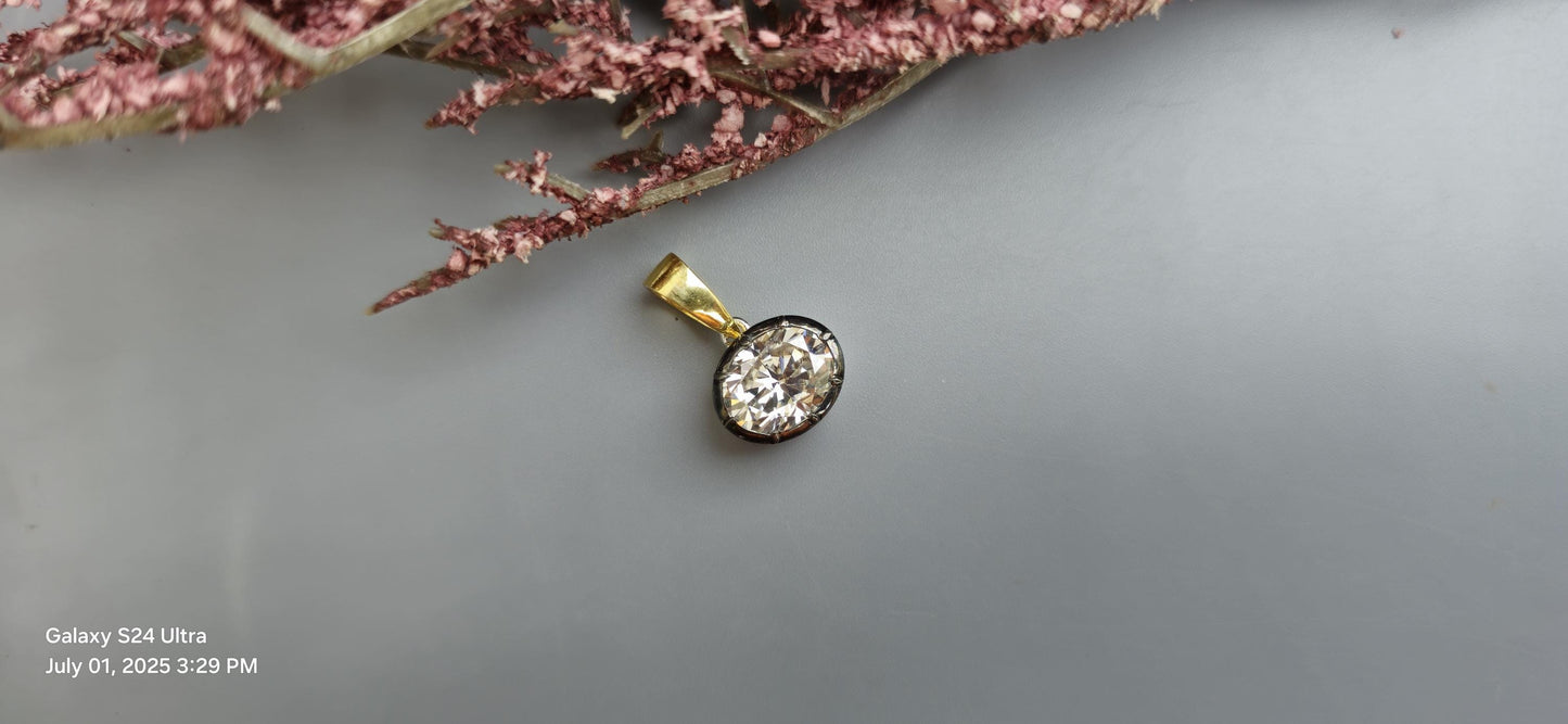 East west oval Cut Moissanite Pendant, Georgian cut down set Pendant without chain, Blackened gold pendant, Pendant for women, gift for her