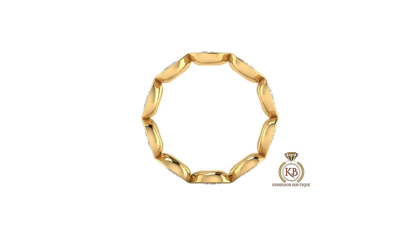 East west Bezel Set Pear Moissanite half\full eternity ring, Wedding Band, stackable minimalist ring in White\Yellow\Rose Gold