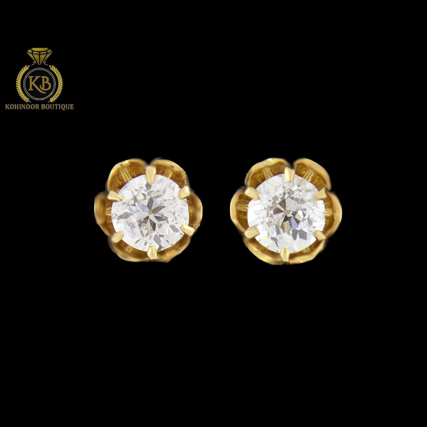 Victorian Round Moissanite Collet Stud Earrings, Moissanite Wedding Earrings, Push Back Earrings, Anniversary Gift