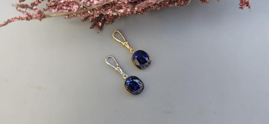 Elongated Cushion Cut Lab Blue Sapphire Pendant, Collet set Georgian cut down set Pendant without chain, Wedding Pendant