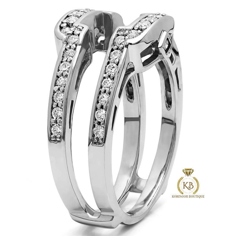 Square Halo Wedding Ring Guard ,Moissanite diamond Solitaire engagement Ring Guard for Round, Square Princess cut, Emerald diamonds