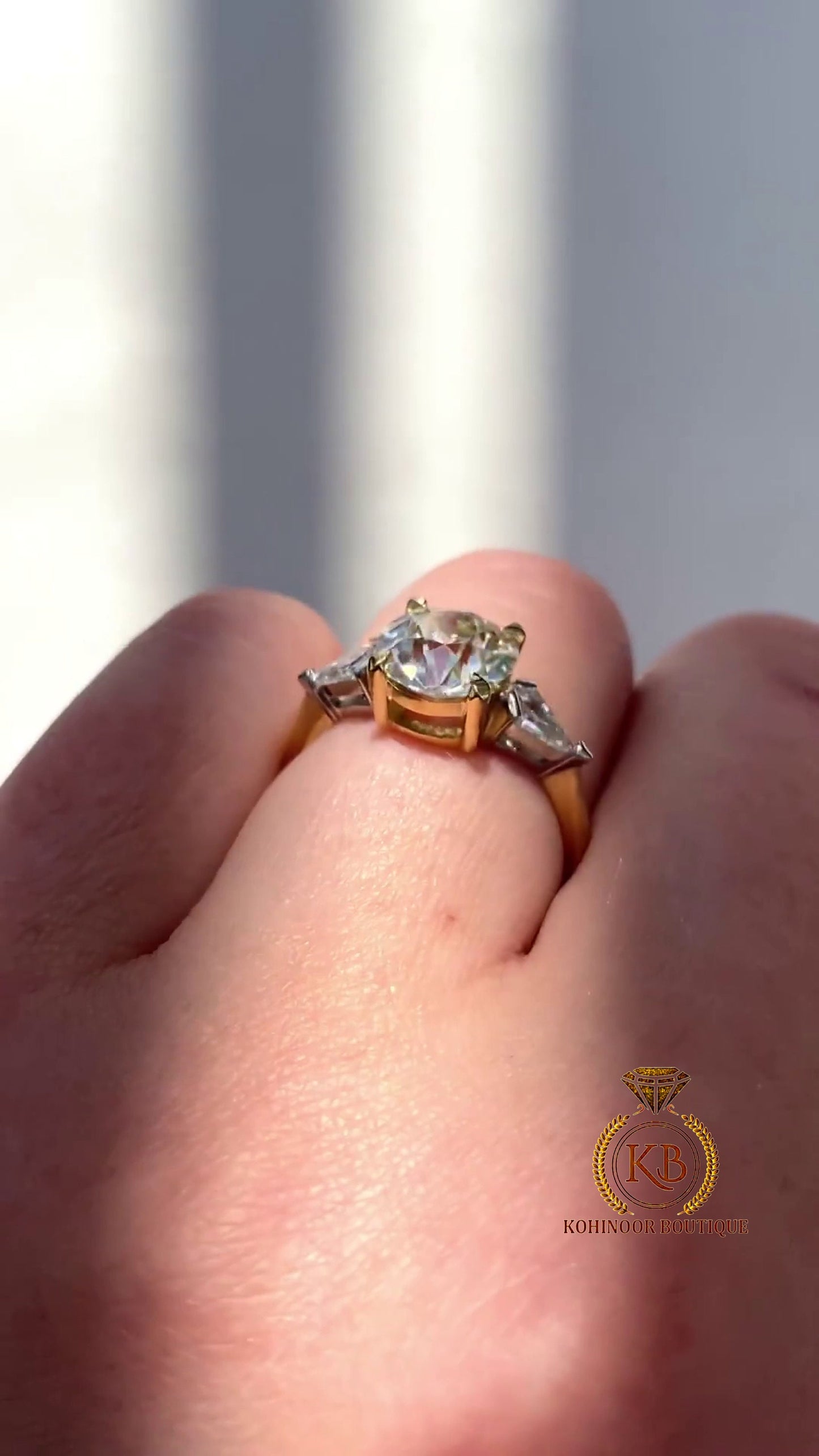 Old mine cut OMC & Shield\Kite Cut 3 Stone Moissanite Engagement Ring, Ring for her, Bridal ring, Gift for wife