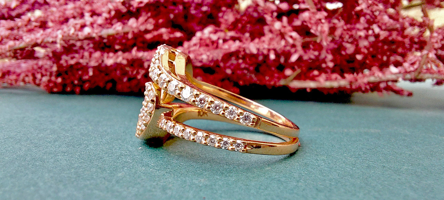 Halo Wrap Enhancer for Engagement Ring, Moissanite diamond Halo Solitaire Ring Guard for Round, Marquise, Princess cut diamonds.