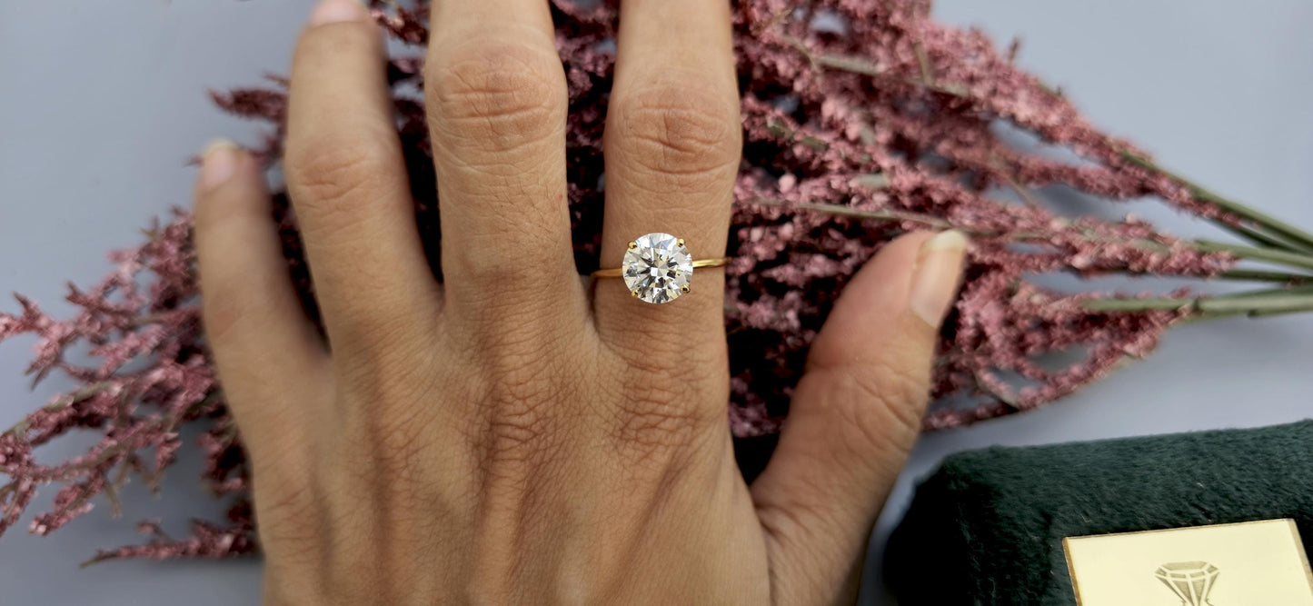 Tulip Lotus Prong Round moissanite Solitaire Engagement Ring, ring for her, gift for her, proposal ring, gift for wife