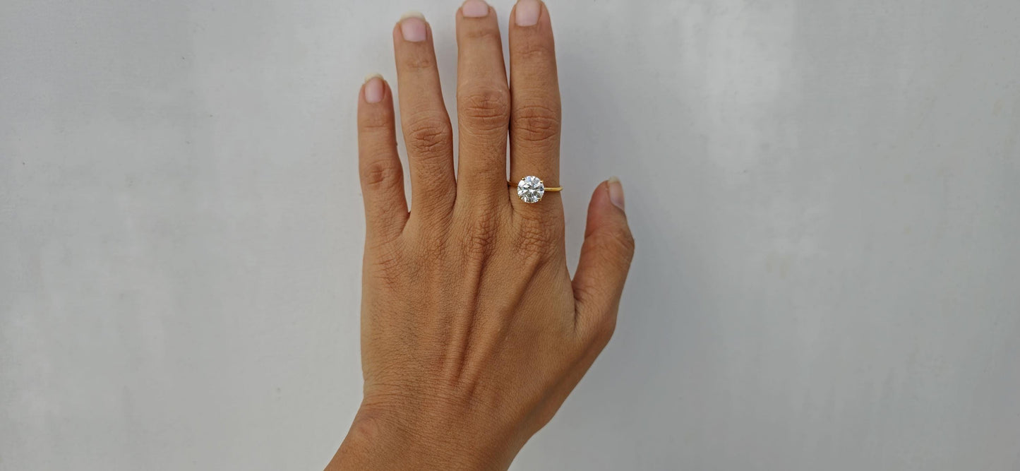 Tulip Lotus Prong Round lab grown diamond Solitaire Engagement Ring, ring for her, gift for her, proposal ring, gift for wife