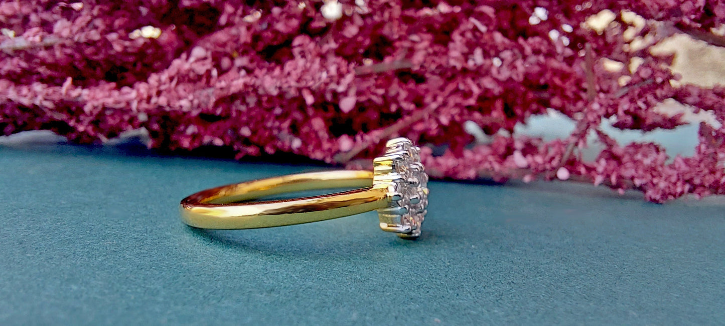 Cluster Art Deco Moissanite Floral Flush Set Engagement ring, statement ring, Right hand ring, cocktail ring, ring for women