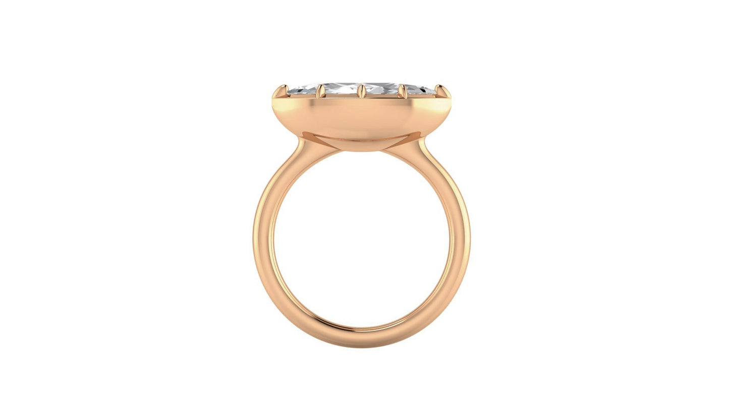 East West set Marquise Button Back Georgian Cut Down Set Moissanite Solitaire Engagement ring, Ring for her, proposal Ring.