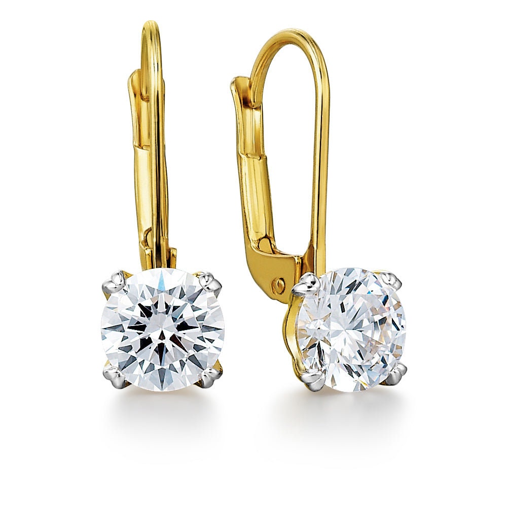 Tulip drop earrings, Lotus petal basket set Round Moissanite Hang on a Huggie Drop Earrings for women 10k\14k\18k White\Yellow\Rose Gold