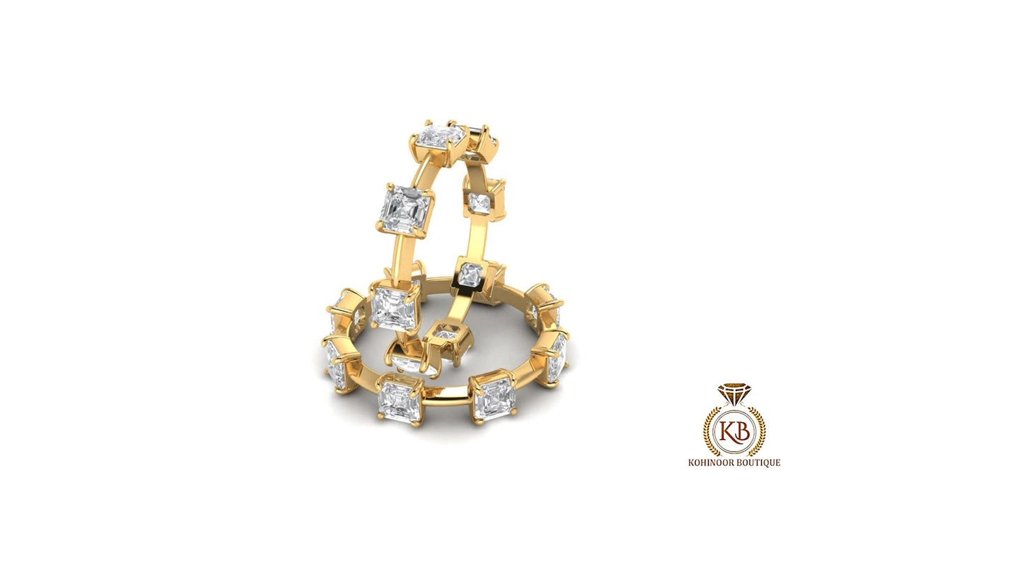 Asscher Moissanite Half\Full Eternity band, Anniversary gift, Wedding Band in 18k\14k\10k White\Yellow\Rose Gold