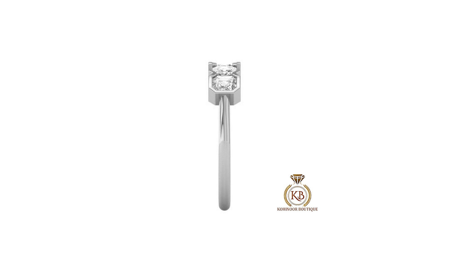 Asscher Cut 5-Stone Moissanite Anniversary half-hoop style  Band, Half bezel Asscher 5 stone band, Gift for wife, Half eternity ring,