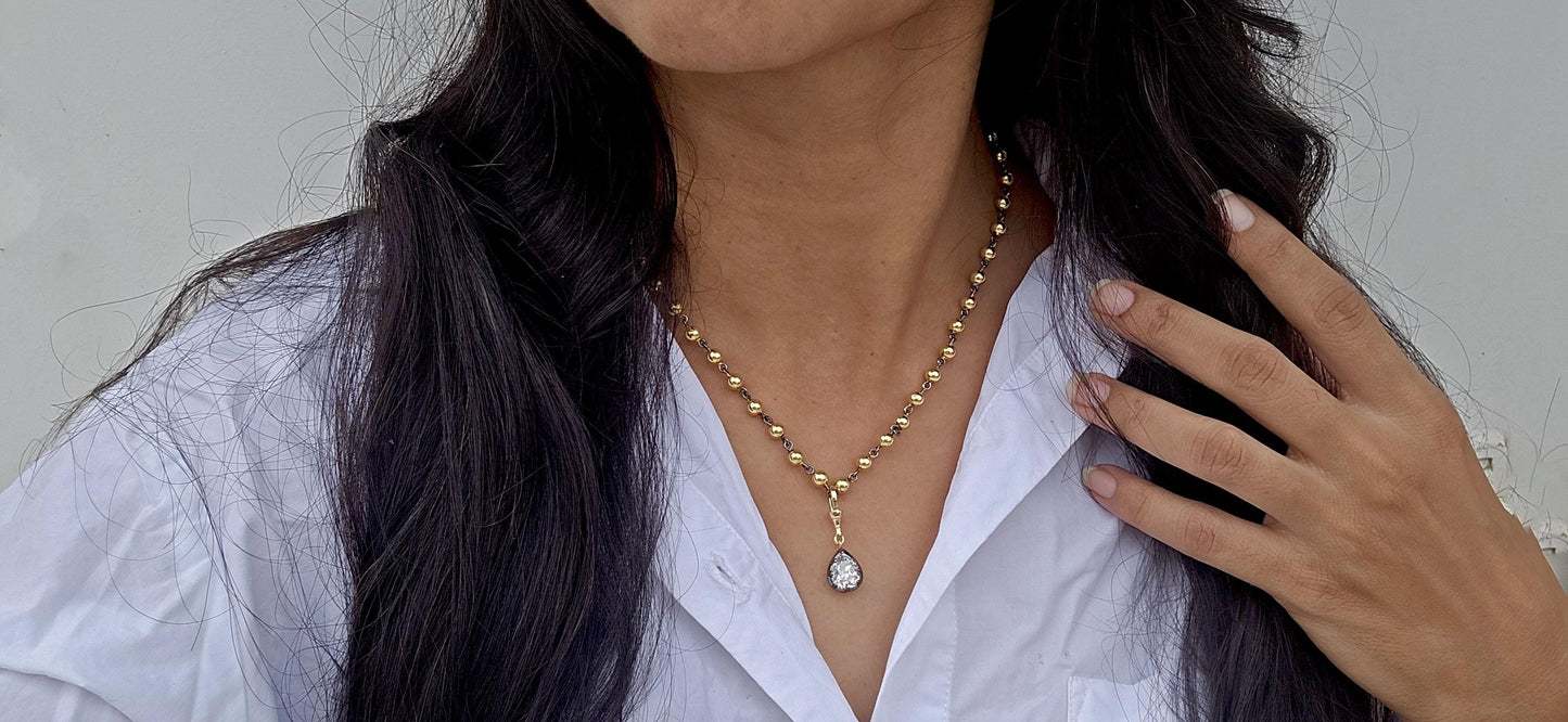 Old Mine Cut Antique Chubby Pear Cut Moissanite Swivel Clasp Pendant,Collet set Georgian cut down set Pendant without chain, Wedding Pendant