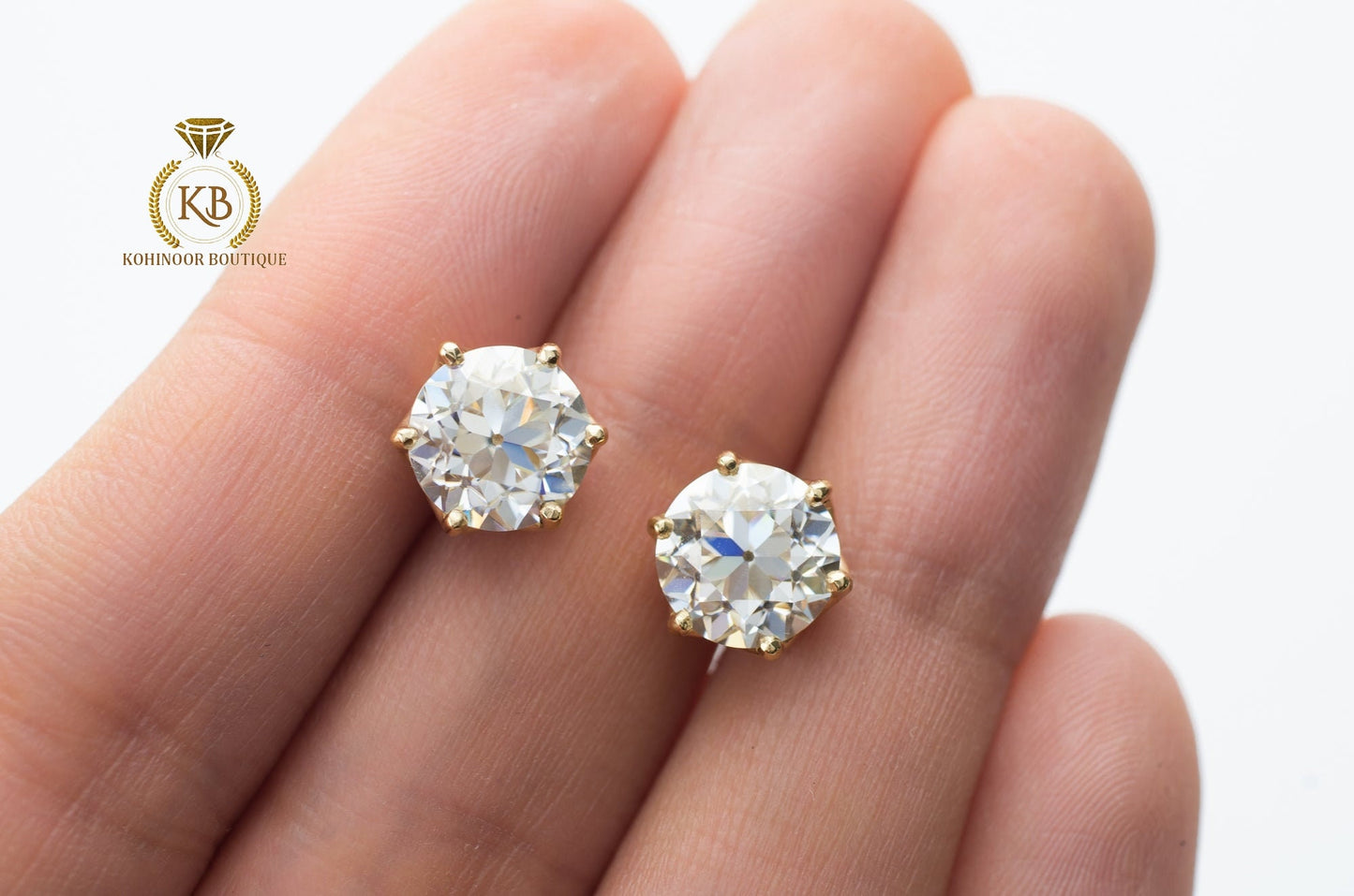 Old European cut OEC Moissanite Earrings studs, Moissanite Stud Earrings, Round Moissanite Earrings, Customized them in any size