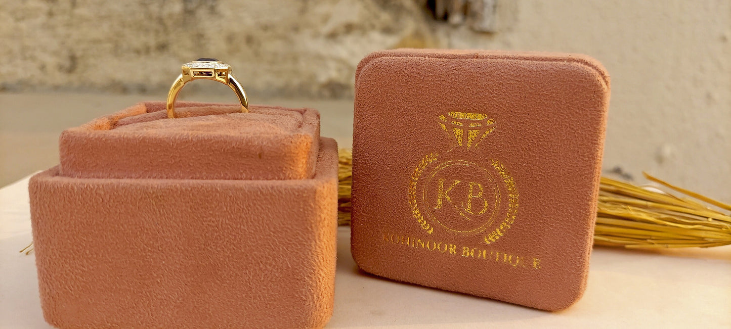 Lab Blue Sapphire with Moissanite Halo Engagement Ring, Proposal Ring, Ring for Mother, Anniversary Gift for wife