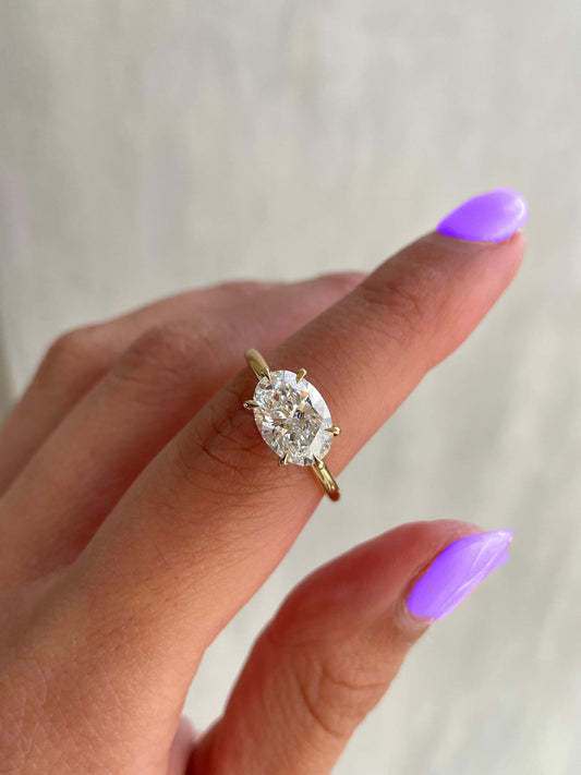 East west set Oval Lab grown diamond ring, Ring for her, Ring for women, Gift for women, Proposal ring, Travel ring