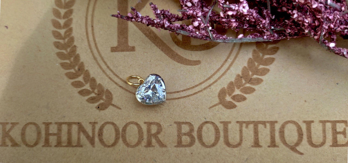 Heart Cut Moissanite Collet set Georgian cut down button back set Pendant without chain