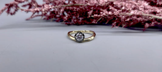 Round Cut Moissanite Georgian cut down button back solitaire Knife edge band engagement ring, ring for her\women, blackened gold ring.