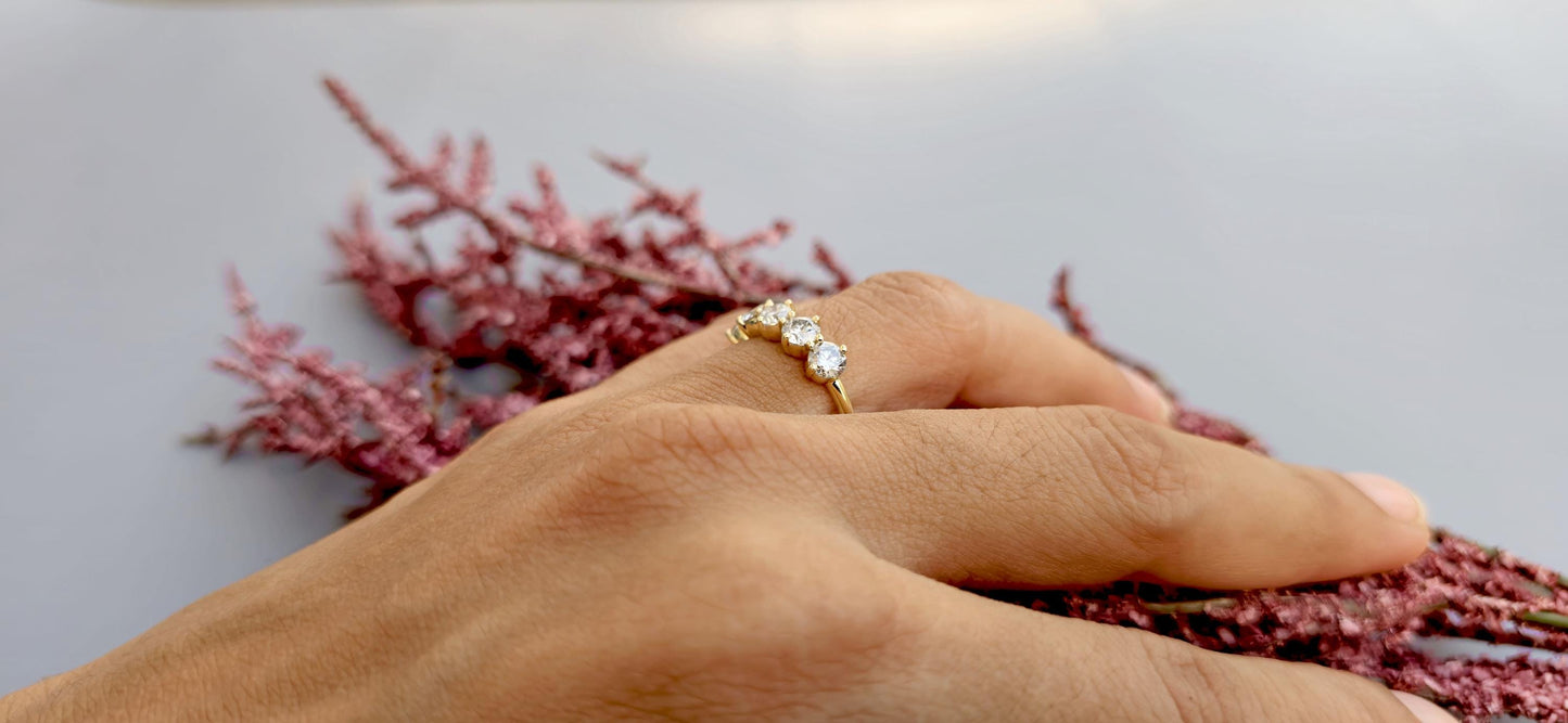 5 stone Round cut Moissanite ring, Anniversary Band, Anniversary gift for wife, ring for her, Right-hand ring, stackable band