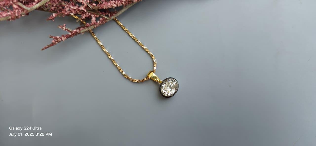 East west oval Cut Moissanite Pendant, Georgian cut down set Pendant without chain, Blackened gold pendant, Pendant for women, gift for her