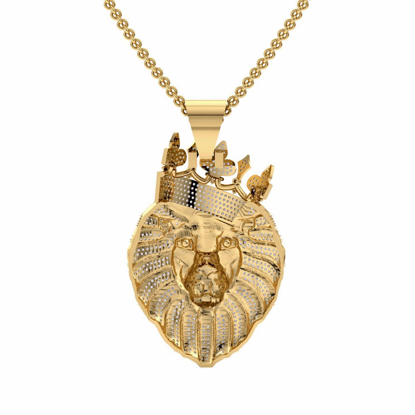 Hip hop King Crown Lion Head Charm Moissanite Pendant , Iced Out Lion Animal Head Pendant, Gift For Him, Pendant for Men boys