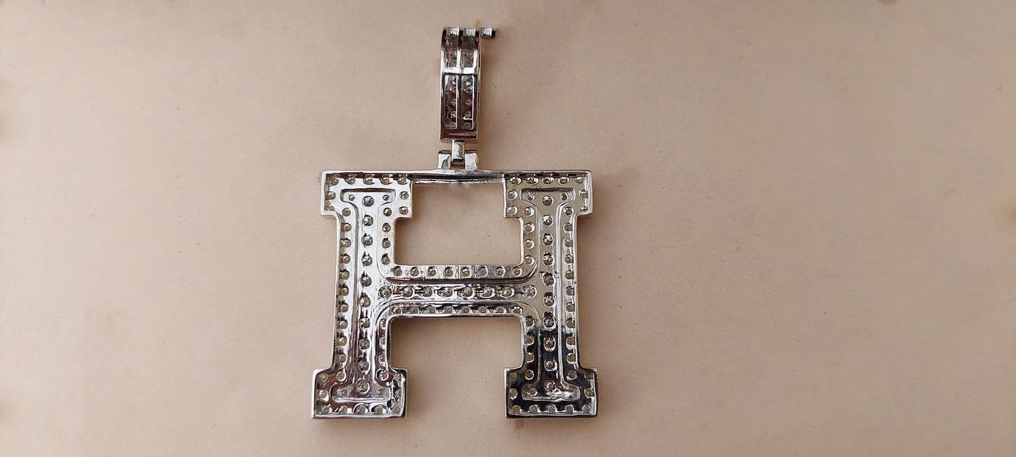 Hip Hop Pendant, Moissanite Alphabet Letter Pendant ,iced out Alphabet Initial Pendant in 10k\14k\10k Rose\White\Yellow Gold