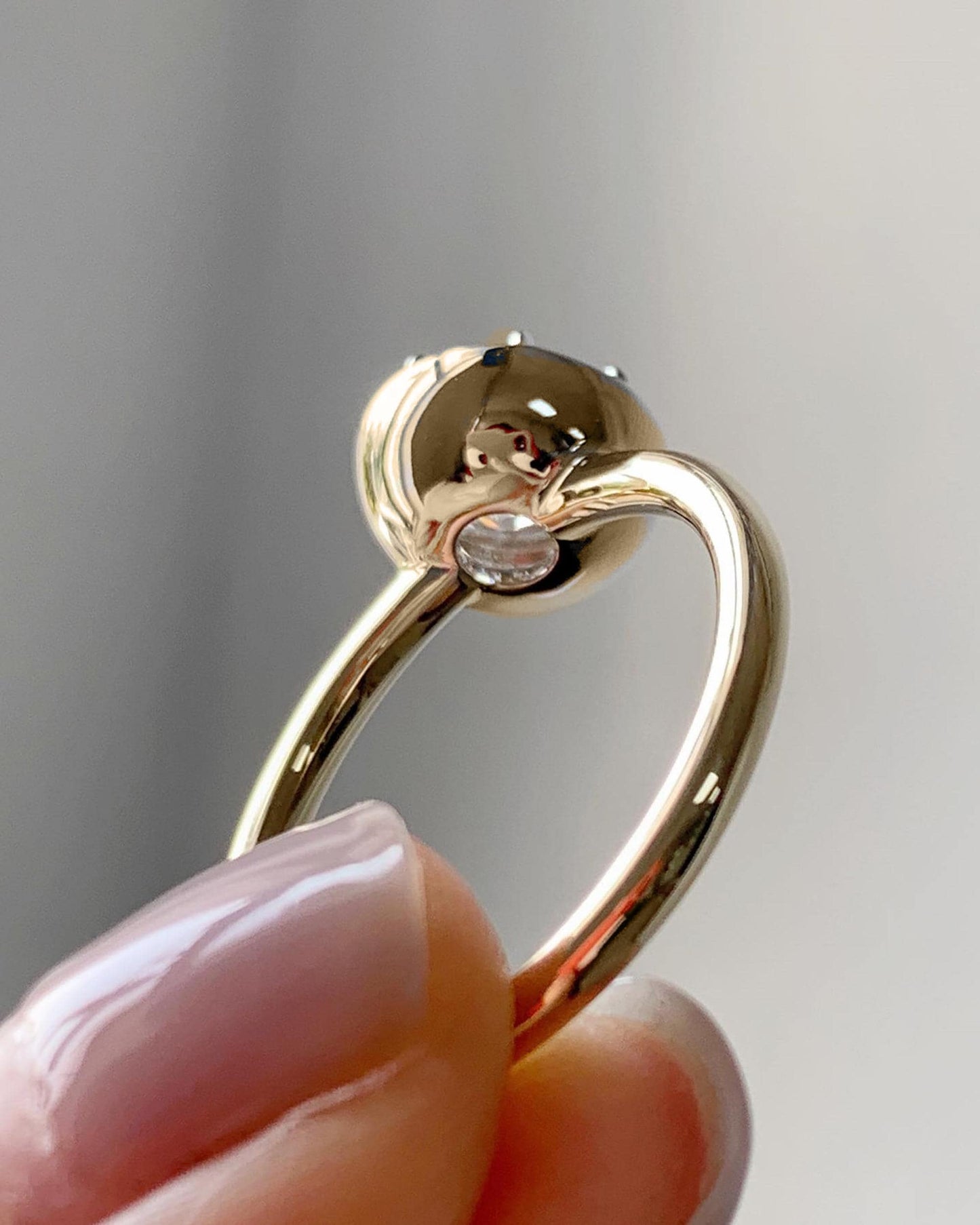 Old European Cut OEC Round Button Back Georgian Cut Down Set Moissanite Solitaire Engagement ring available in 10k,14k,18k,silver,Platinum