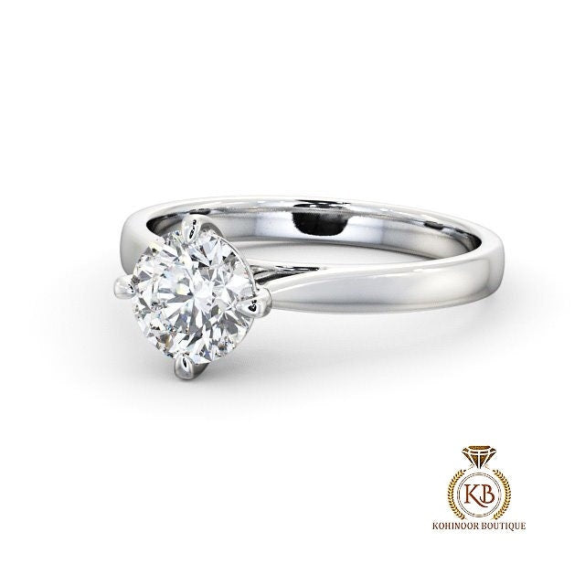 Compass prong set Round Cut Classic Solitaire cathedral set Moissanite Engagement Ring in 18k\14k\10k, ring for her, gift for women.