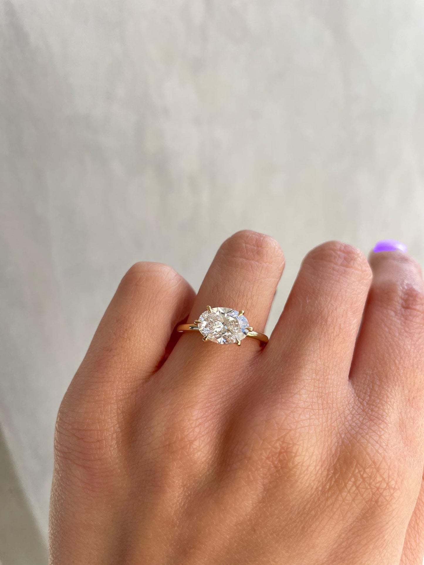 East west set Oval Lab grown diamond ring, Ring for her, Ring for women, Gift for women, Proposal ring, Travel ring