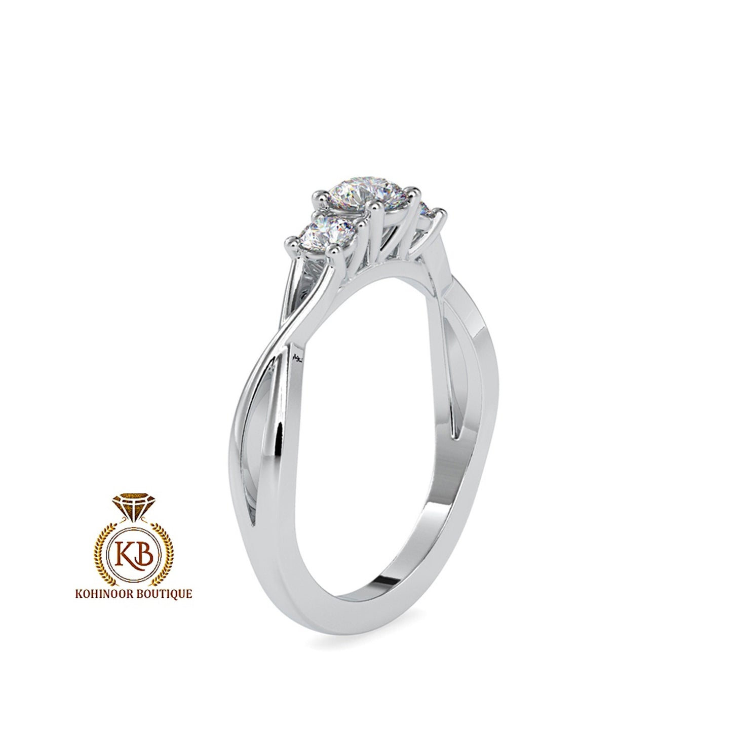 3 stone Vintage twisted band, Moissanite Engagement\Wedding\Mother Ring in 18k\14k\10k Gold