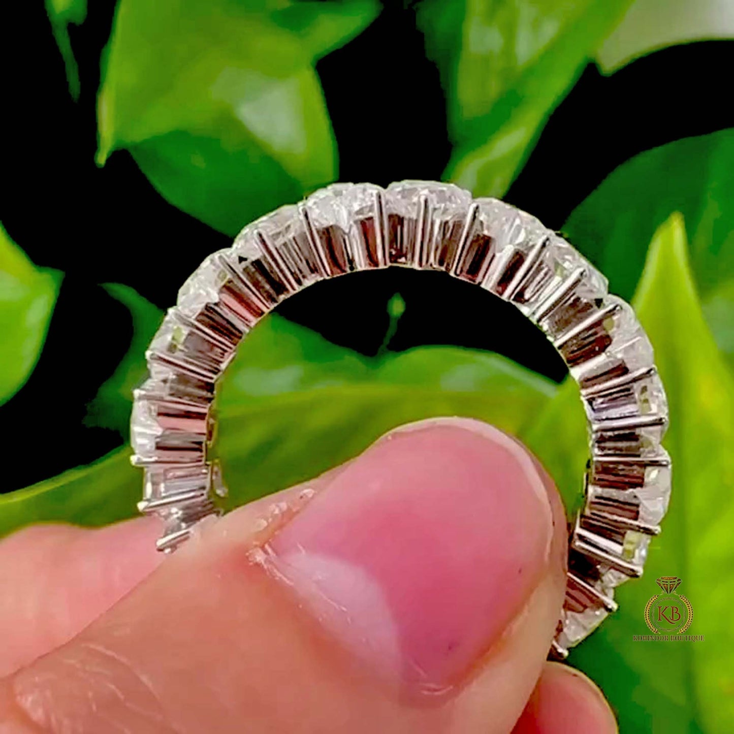 Heart Cut Moissanite Half\Full Eternity Wedding Band,Bridal stackable,Statement ring in White\Yellow\Rose Gold,Anniversary Gift