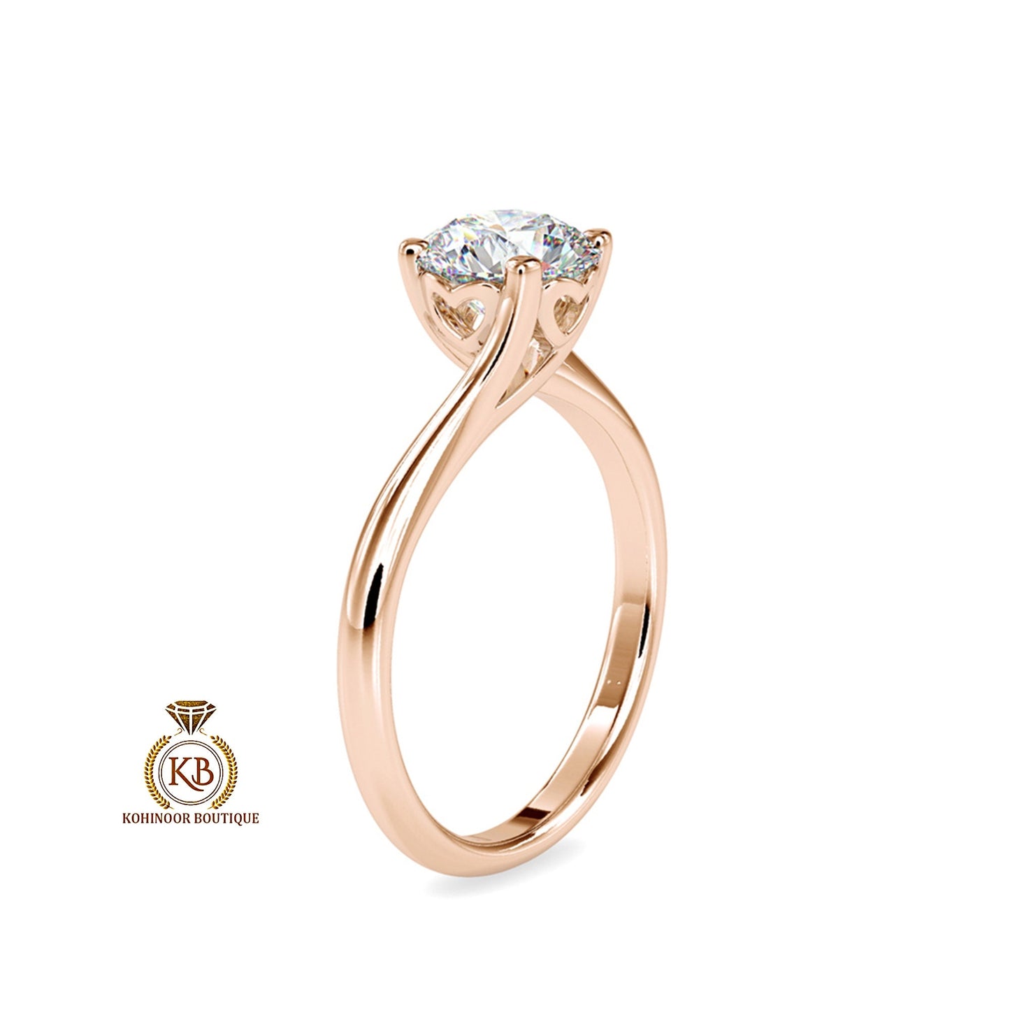 Round Cut Classic Solitaire with Unique Heart Basket Moissanite Engagement ring, ring for women, ring for her.