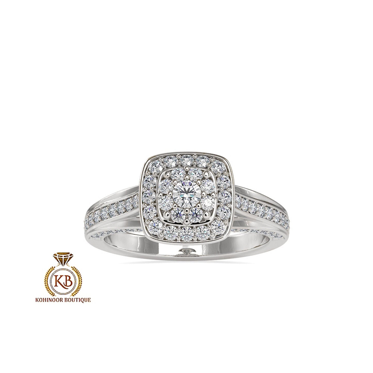 Vintage-inspired halo cluster with side pave cathedral set Moissanite Engagement\Wedding\Mother Ring in 18k\14k\10k