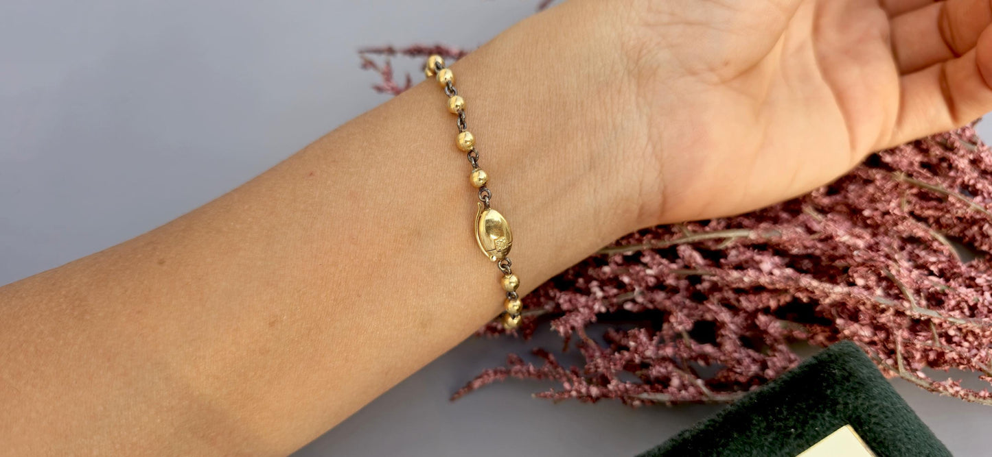 Ball n chain blackened gold button back moissanite stackable bracelet with 2 charms of your choice, mention charm shape in personalization