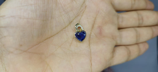 Heart Shaped bezel set Lab grown Sapphire pendant with lab grown diamond pave bail, dainty wedding pendant for women girls