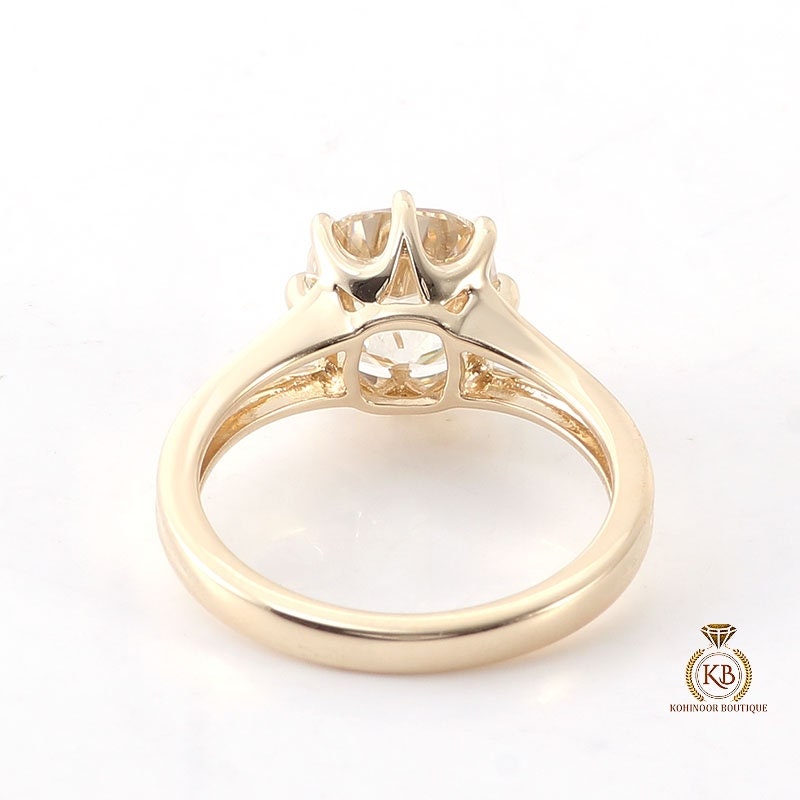 Old Mine Cushion Cut OMC Moissanite Solitaire Engagement ring, Split shank Vintage statement ring, Ring for her, Anniversary Gift for wife