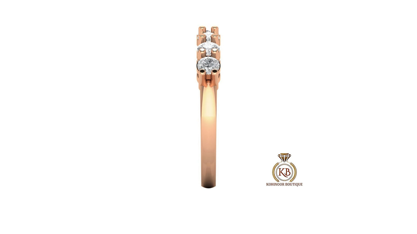 Round 7 stone Colorless Moissanite band, Anniversary gift, Wedding Band in 18k\14k\10k White\Yellow\Rose Gold