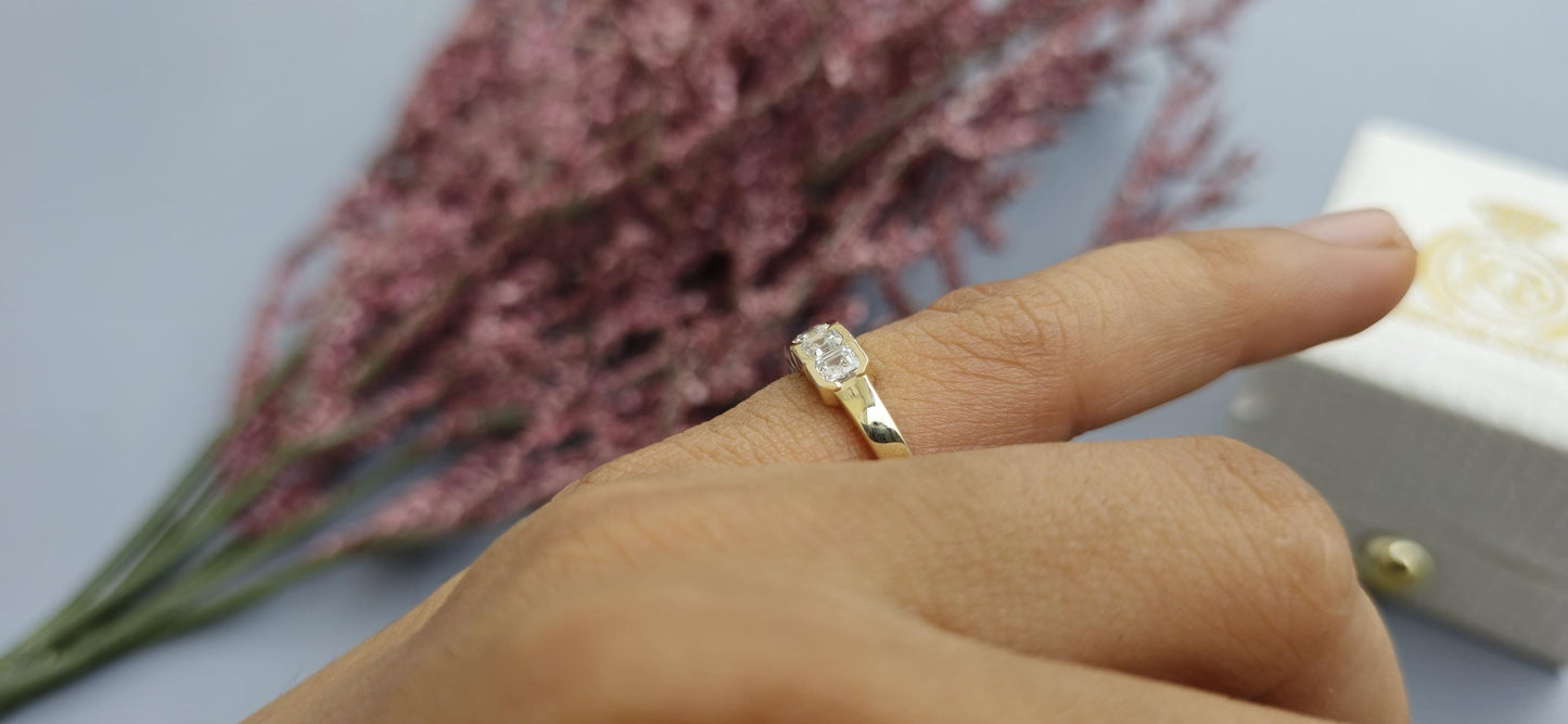 5 stone half bezel set cushion cut moissanite band, 5 stone anniversary band, 5 stone ring, ring for women, ring for her, gift for wife