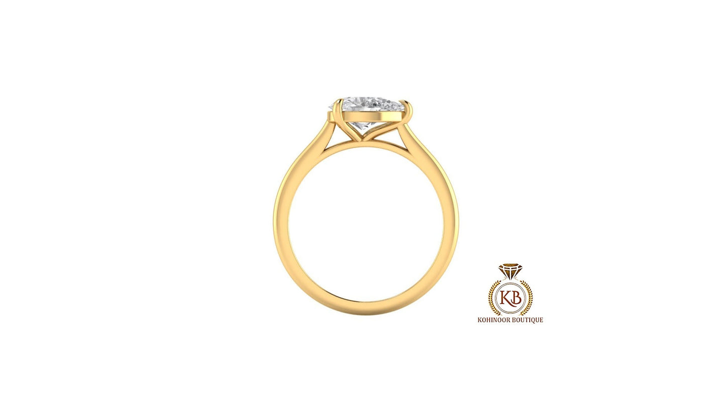 East-West Classic Trellis Pear Cut Solitaire Engagement Ring, Right hand ring, Cocktail Ring, Ring for her, ring for women