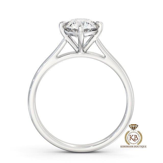 Compass prong set Round Cut Classic Solitaire cathedral set Moissanite Engagement Ring in 18k\14k\10k, ring for her, gift for women.