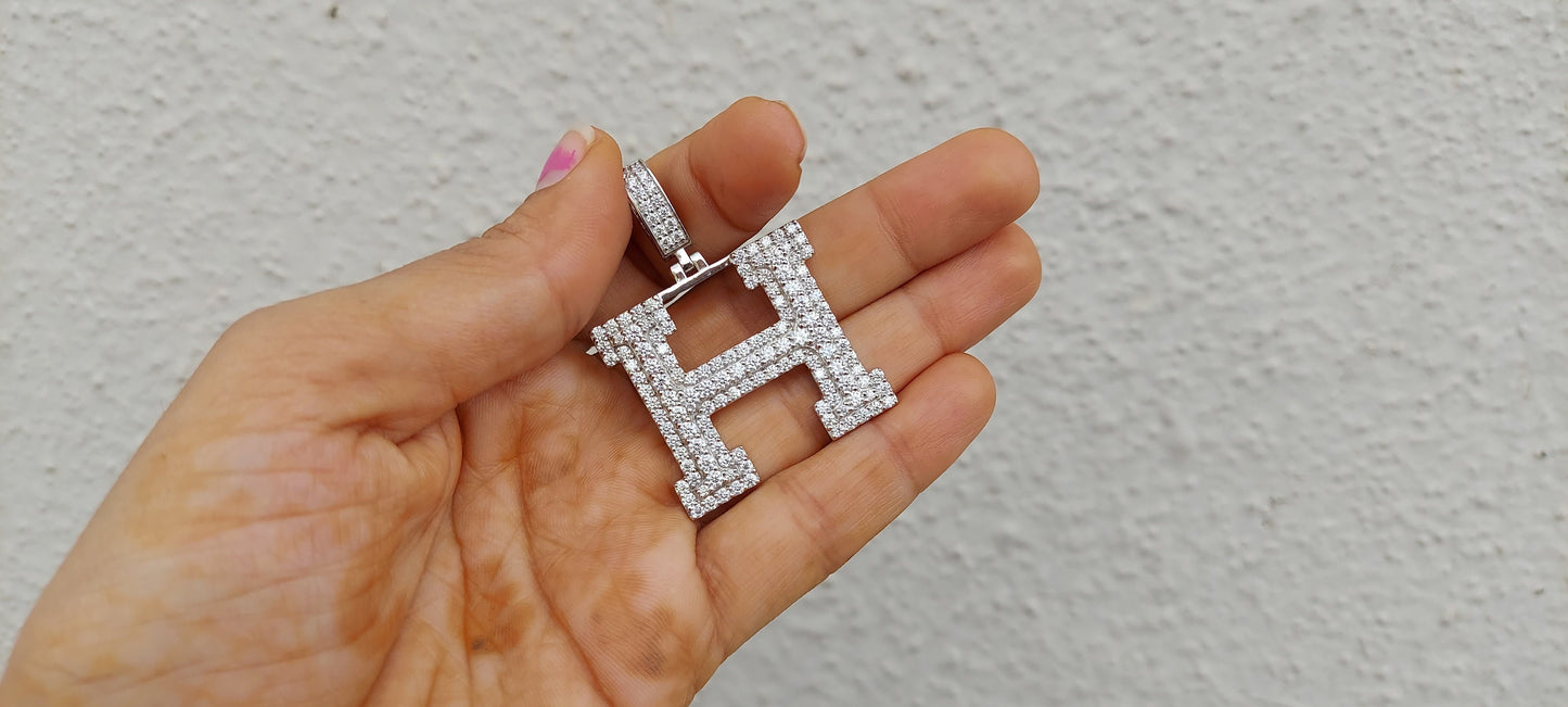 Hip Hop Pendant, Moissanite Alphabet Letter Pendant ,iced out Alphabet Initial Pendant in 10k\14k\10k Rose\White\Yellow Gold