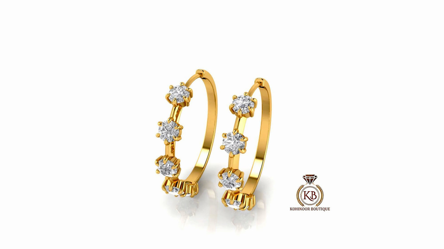 Round Moissanite eternity hoops and huggies, lightweight, easy to wear, must-have for every jewelry collection, easily fit any occasion.