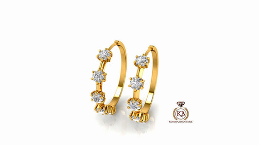 Round Moissanite eternity hoops and huggies, lightweight, easy to wear, must-have for every jewelry collection, easily fit any occasion.