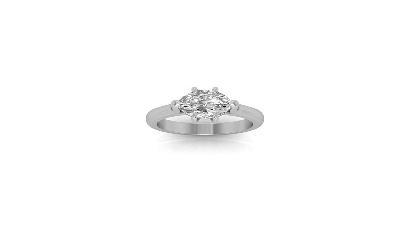 East-West Classic Trellis Marquise Cut Engagement Ring, Solitaire Ring Engagement ring, Proposal Ring, Rings for women