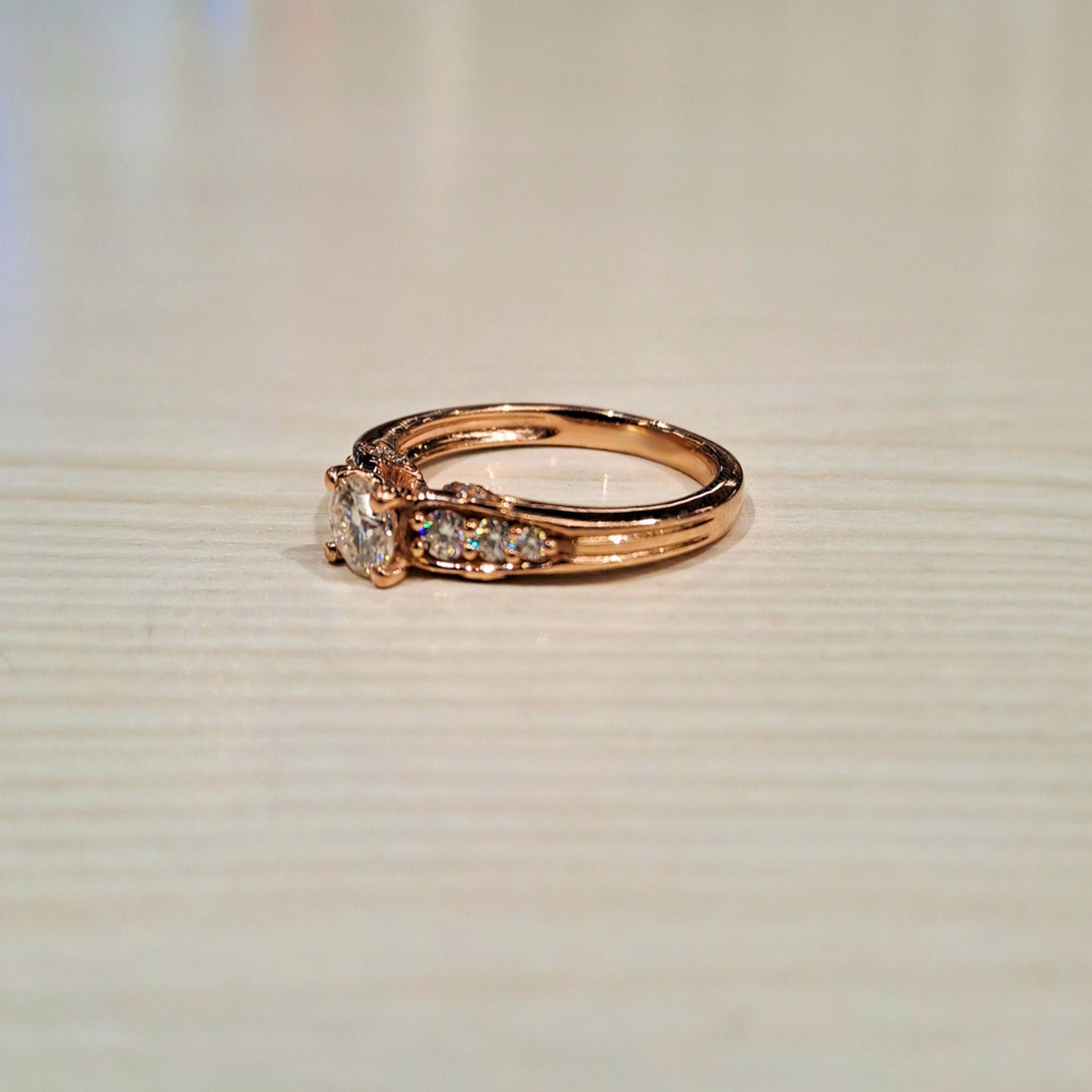 Round cut moissanite with side pave Solitaire Engagement ring, ring for her, ring for women, statement ring, right hand ring, gift for wife