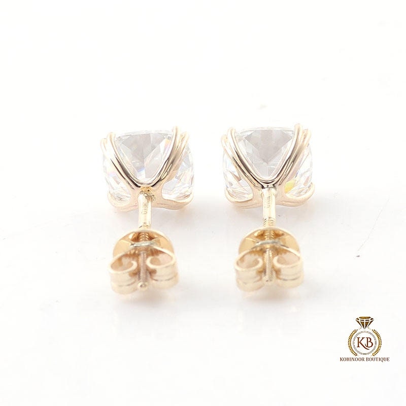 Cushion Old Mine Cut OMC Moissanite Earrings studs , Studs for women, Mother's day gift, screw back , push back earring, wedding studs