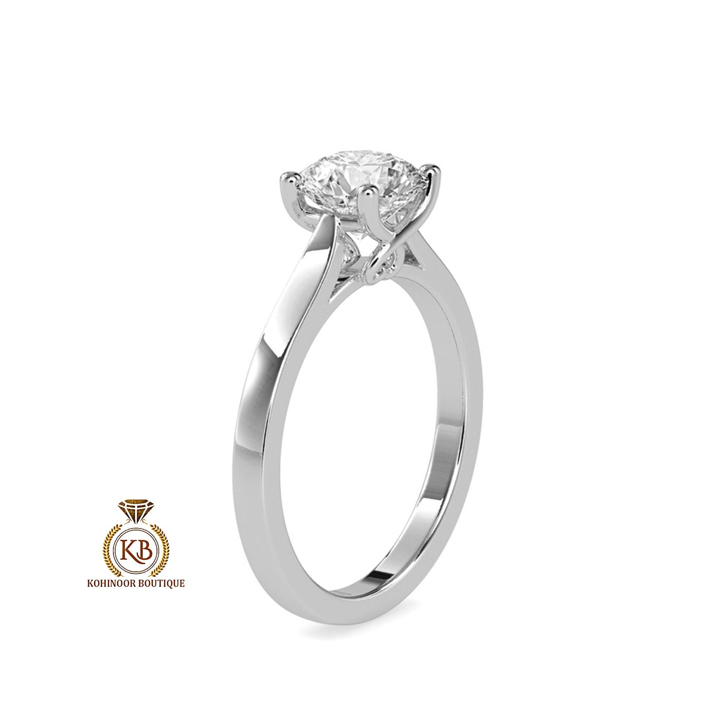 Round Cut Moissanite Classic Solitaire ring with Heart shaped Basket, Ring for women, Gift for her.