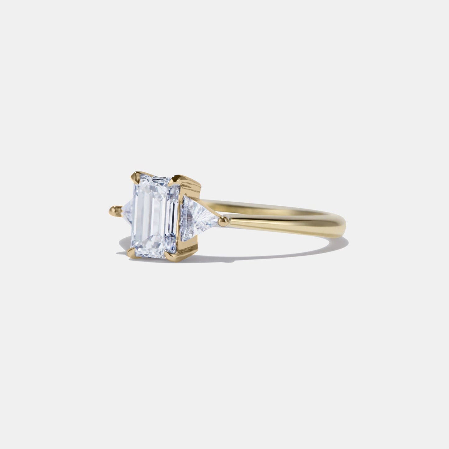 Emerald & Trilliant\Trillion 3 stone moissanite diamond Engagement\propose\Bridal Ring 18k\14k\10k White\Yellow\Rose Gold