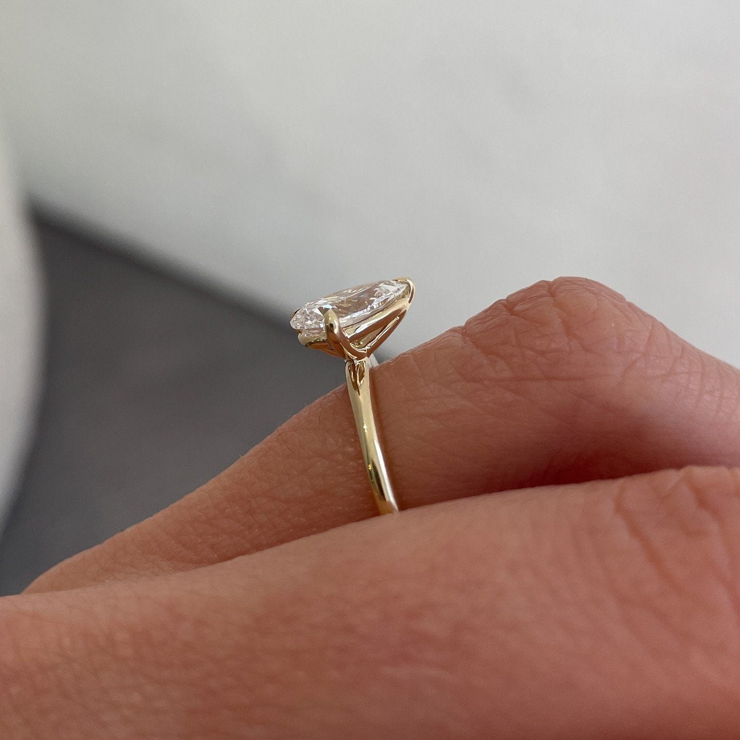 Toi et Moi Big and small Pear Moissanite two stone Engagement ring, Double stone ring, Mother and children ring, forever together