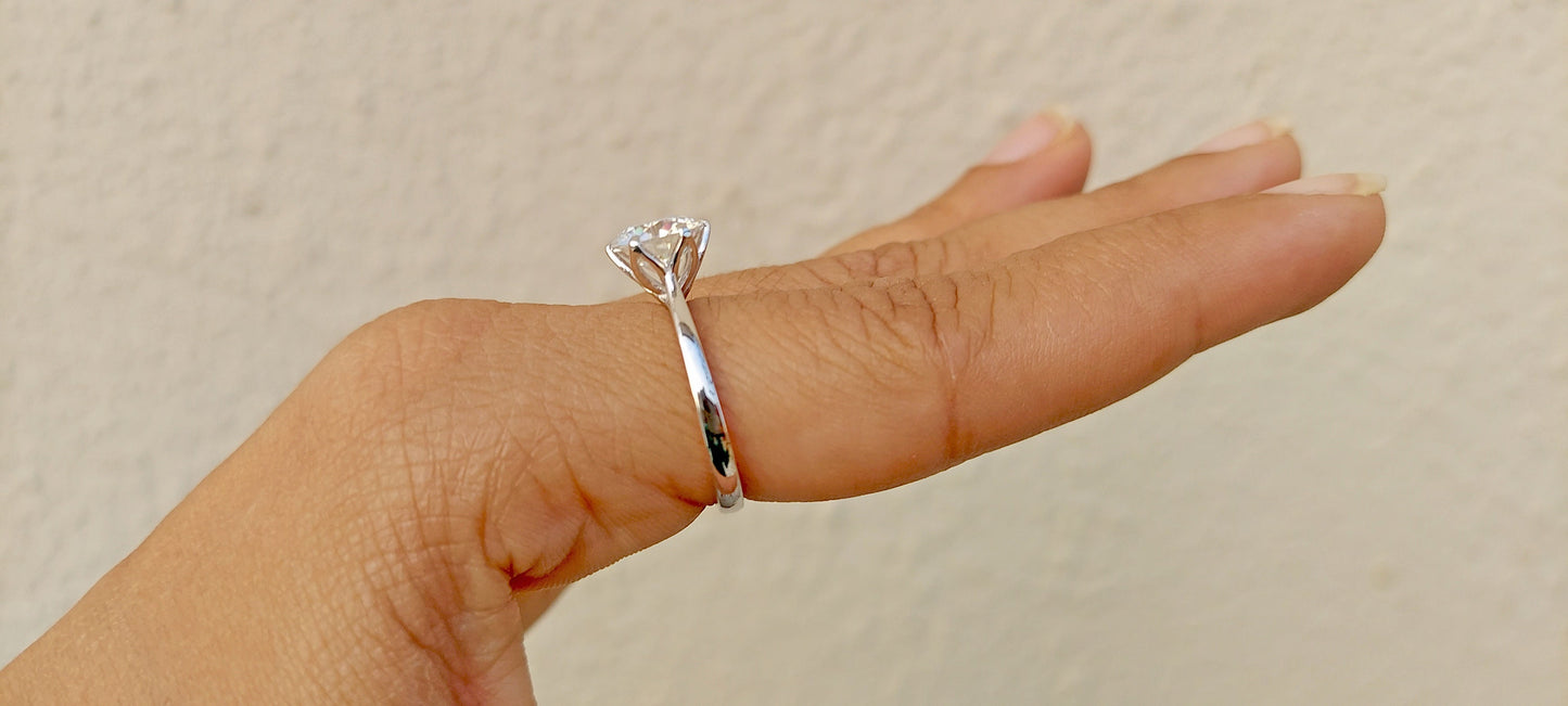 Tulip Lotus Prong Round Moissanite Solitaire Engagement Ring,flower basket  Promise\proposal Ring.