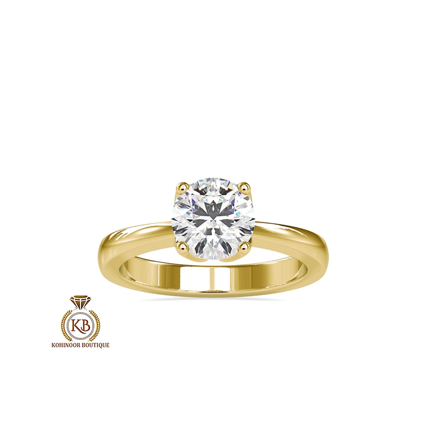 Tulip Flower Basket Round Moissanite Solitaire Engagement ring with pinched band, Ring for her, Ring for proposal, Gift for wife, mother